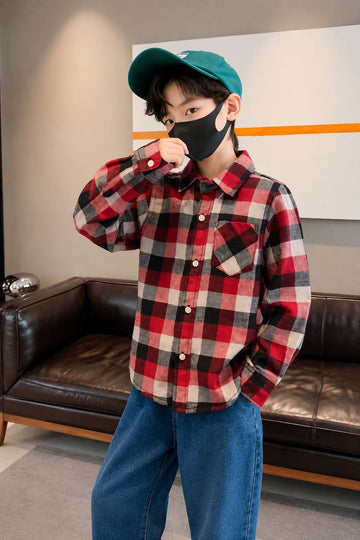 Kids Oven & Knit Contrast Long Sleeve Cotton Shirt (1-12yrs)MH