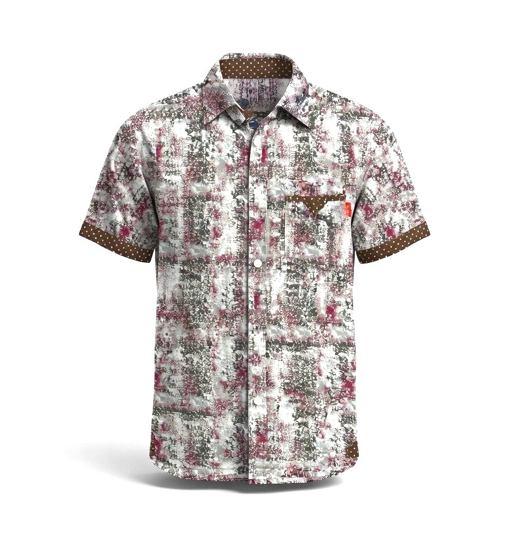 Kid Boy's Floral Printed Contrast Trim Short-Sleeve Shirt | MH Size (2-12Years)