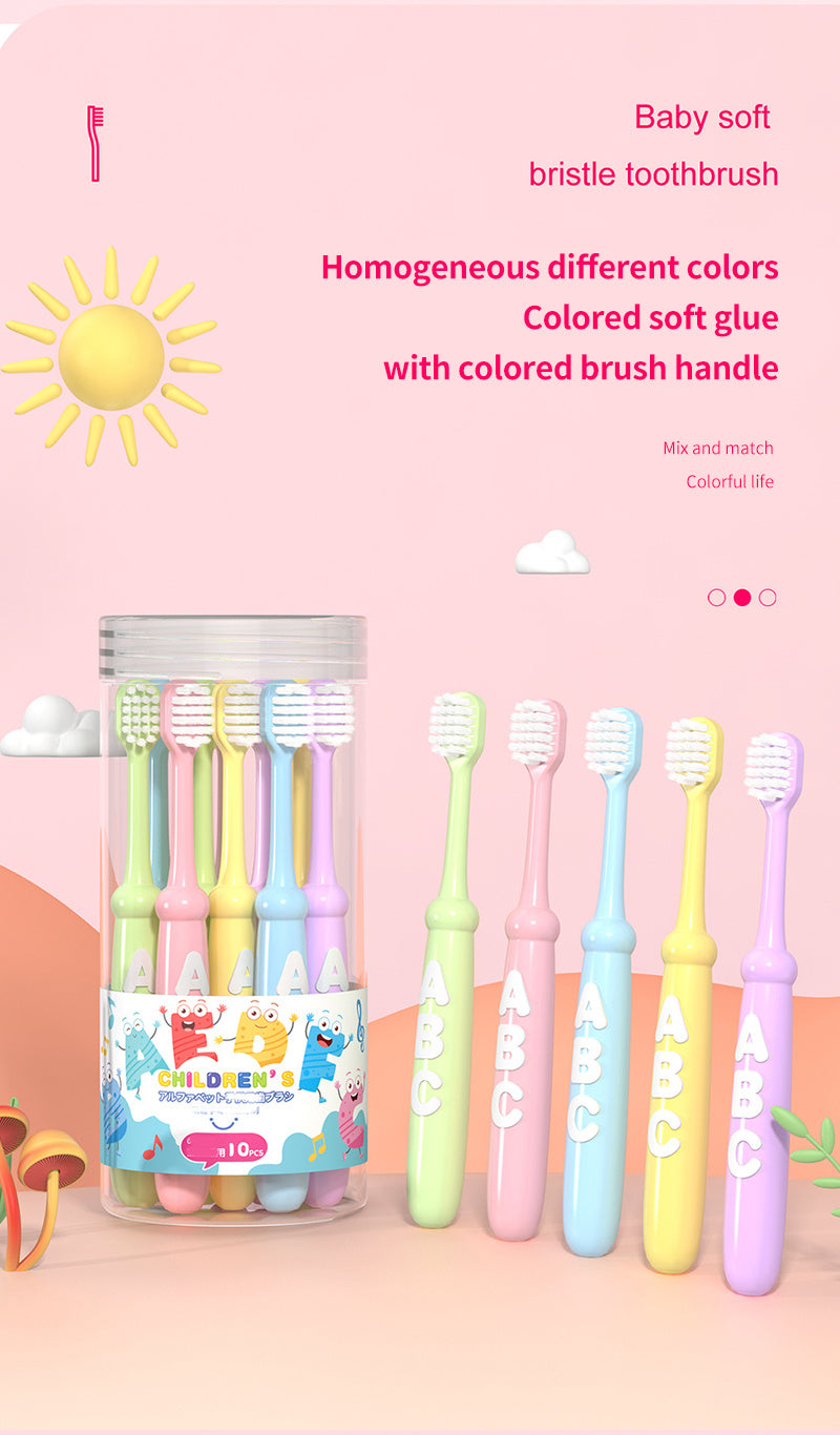 10pcs/pack Letter Antibacterial Silk Kids Toothbrush, Cartoon Soft Bristle Toothbrush, Unisex High Density Brushes, Non-Breaking Student Gum Guard, Christmas, Halloween, Thanksgiving Day Gift
