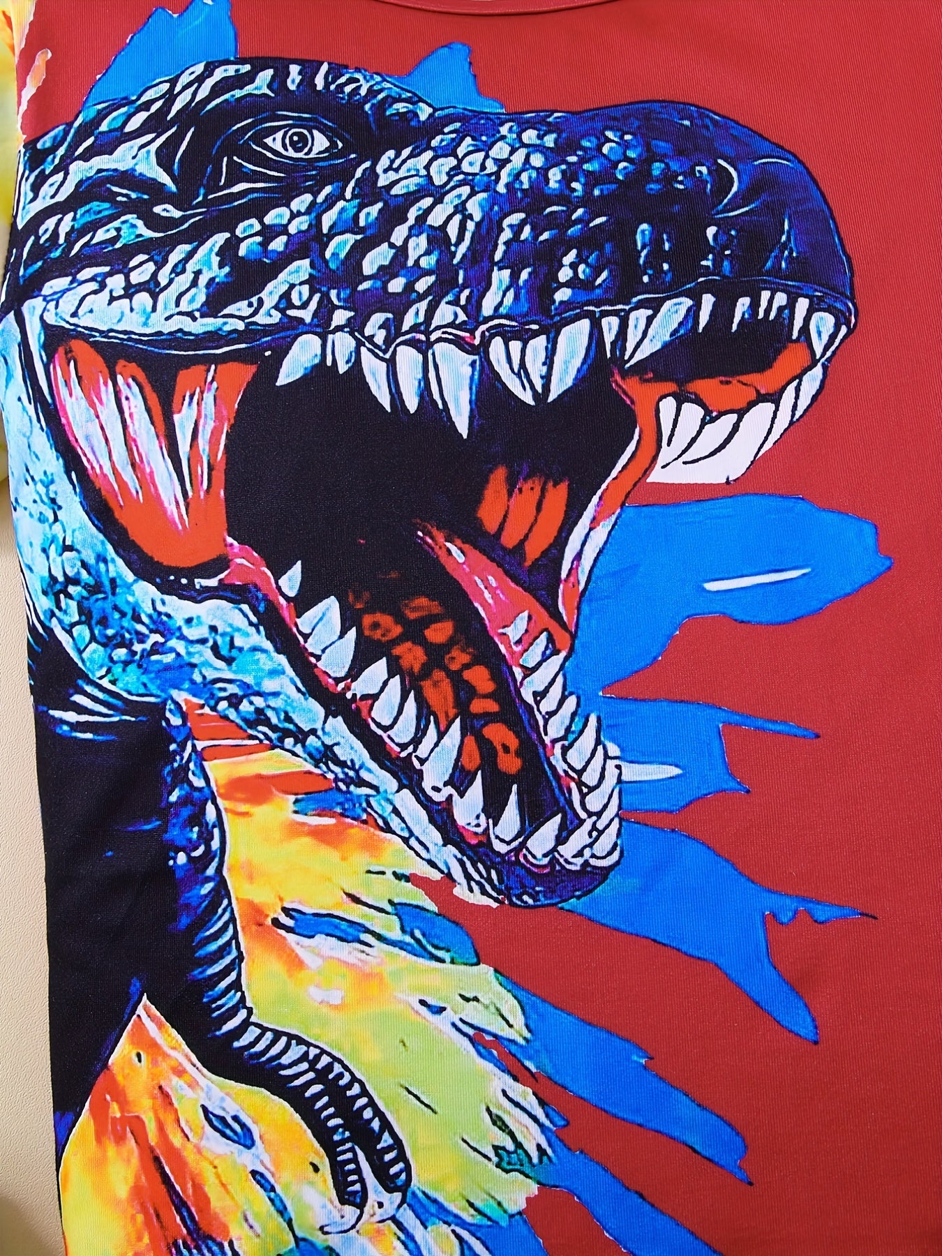 Boys Dinosaur Casual Outfit Round Neck T-shirt.