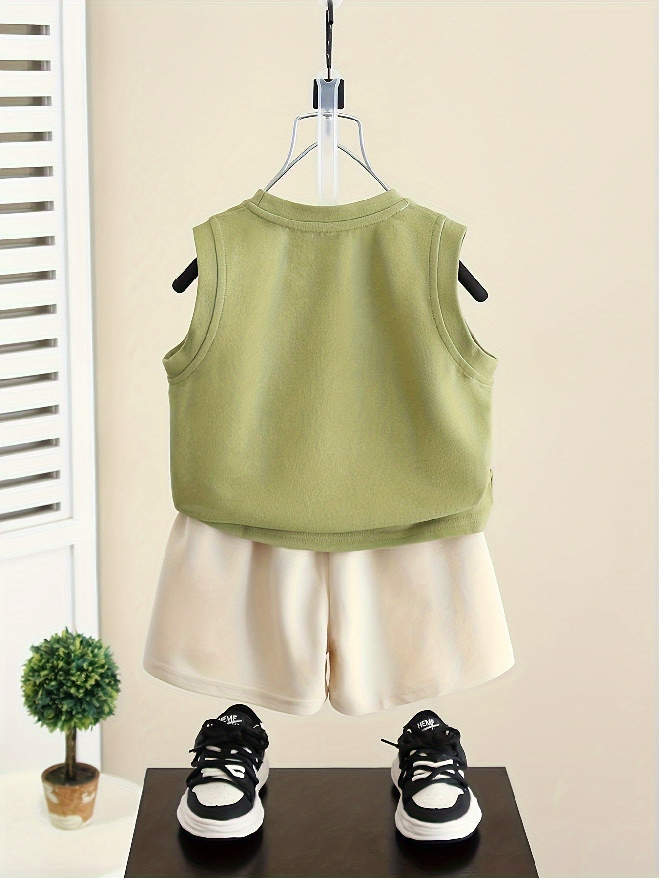 2pcs Set For Baby Boys, Summer Casual Cotton Sleeveless.