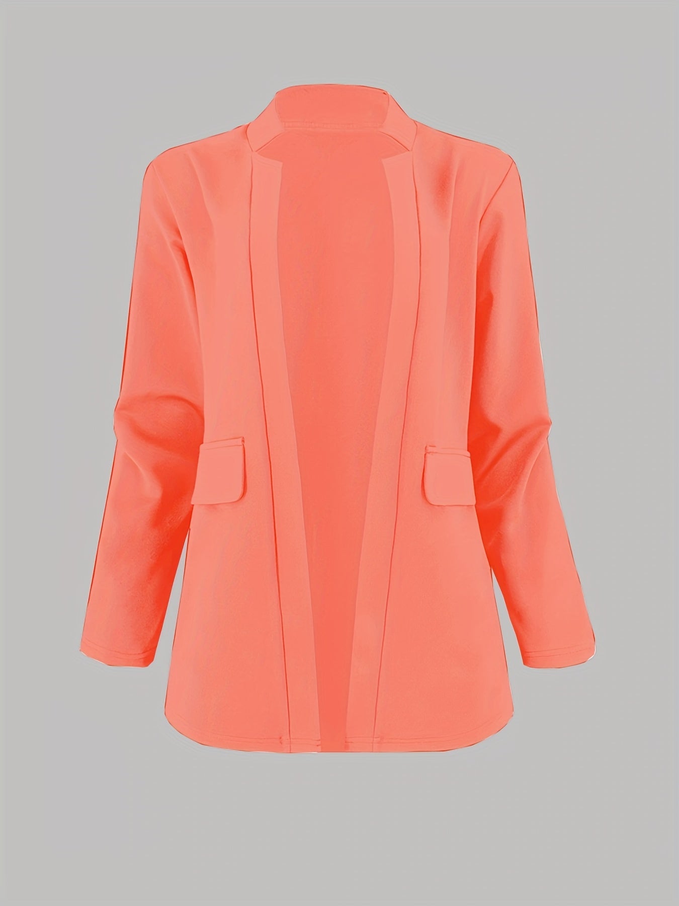 Solid Open Front Blazer, Casual Long Sleeve Blazer For Office,