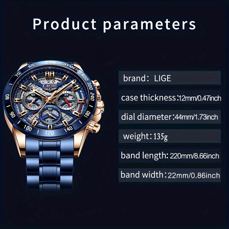 Luxe Timepiece Master - Top-Brand Luxury Quartz Chronograph Watch for Men with Hollowed-Out Design, Business Fashion Sports Style, Ideal Gift Choice for Him