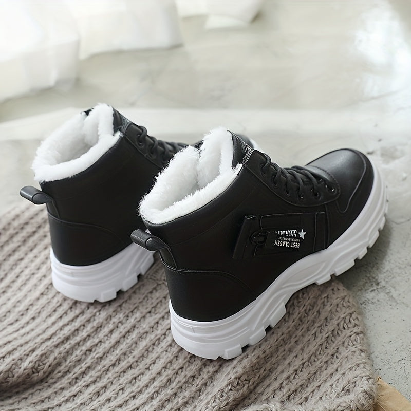 Women'S Winter High-Top Boots - Warm Fleece-Lined Ankle Boots.