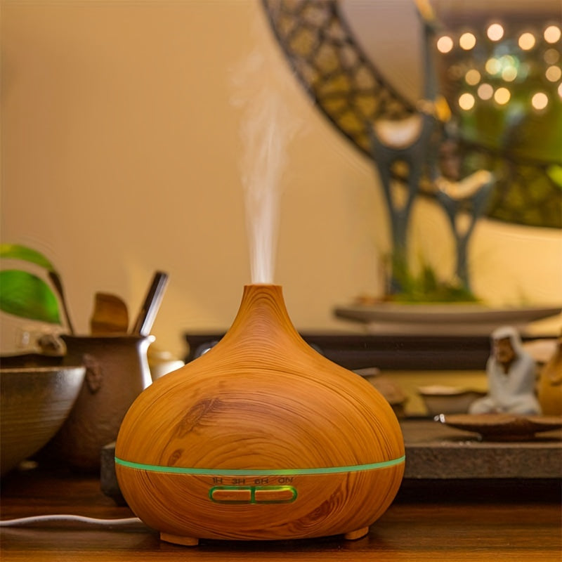 1pc Aroma Diffuser Essential Oil Large Room Office 550ml Wood Color USB Charge Essential Oil Diffusers Cool Mist Humidifier Super Quiet Ambient 7 Color LED Light Waterless Auto Off Aromatherapy Diffuser For Home Bedroom Gift