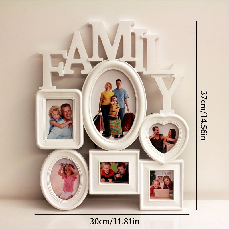 Family Photo Frame Wall Hanging 6 Multi-Sized Pictures Holder Display Home Decor Gift, Halloween, Thanksgiving And Christmas Gift