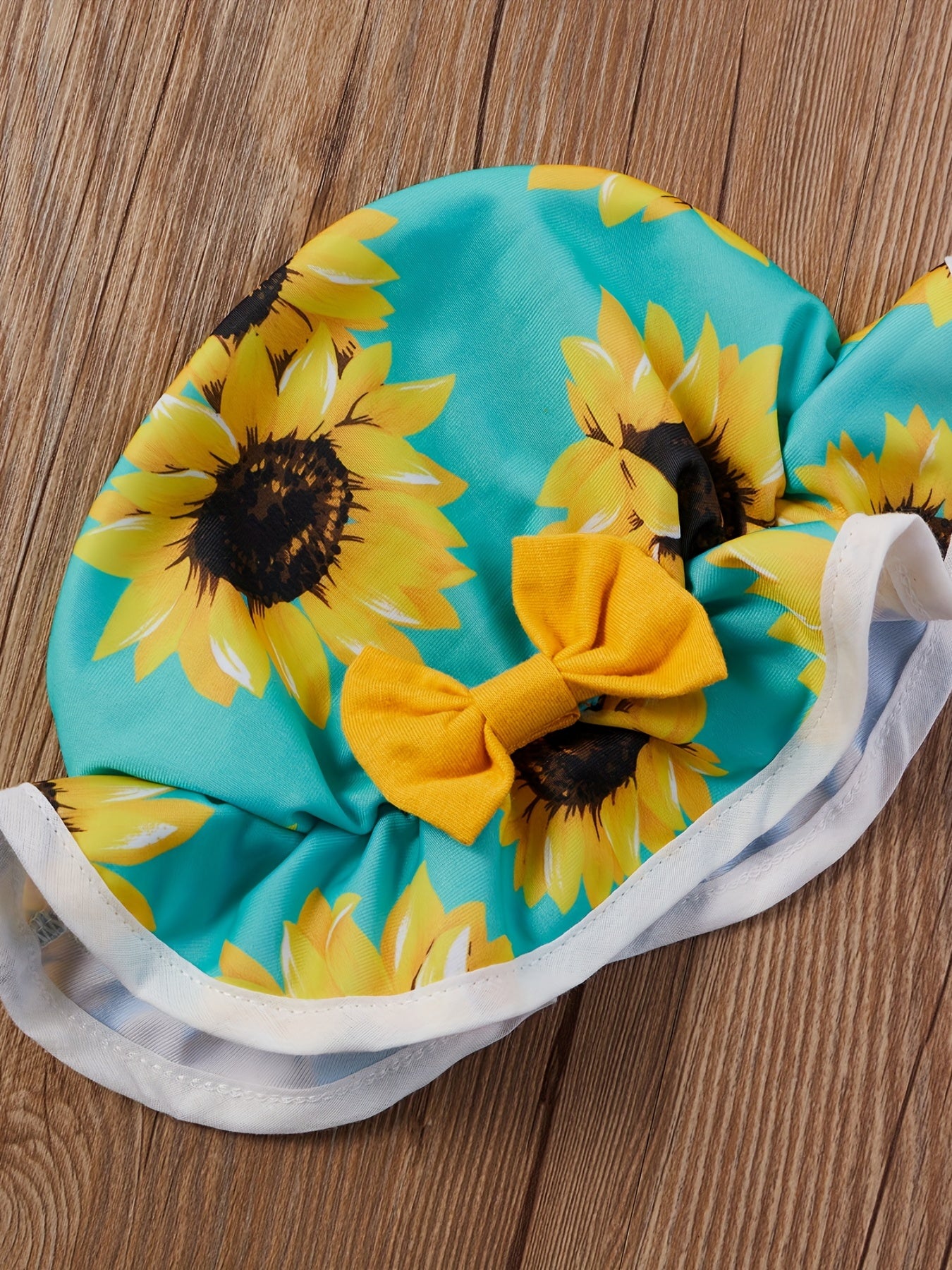 3pcs Baby Girls Bikini Tankini Swimsuit Sunflower Graphic Bow .