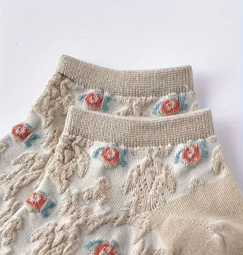 9 Pairs Vibrant Floral Print Low Cut Ankle Socks - Women's ./MH