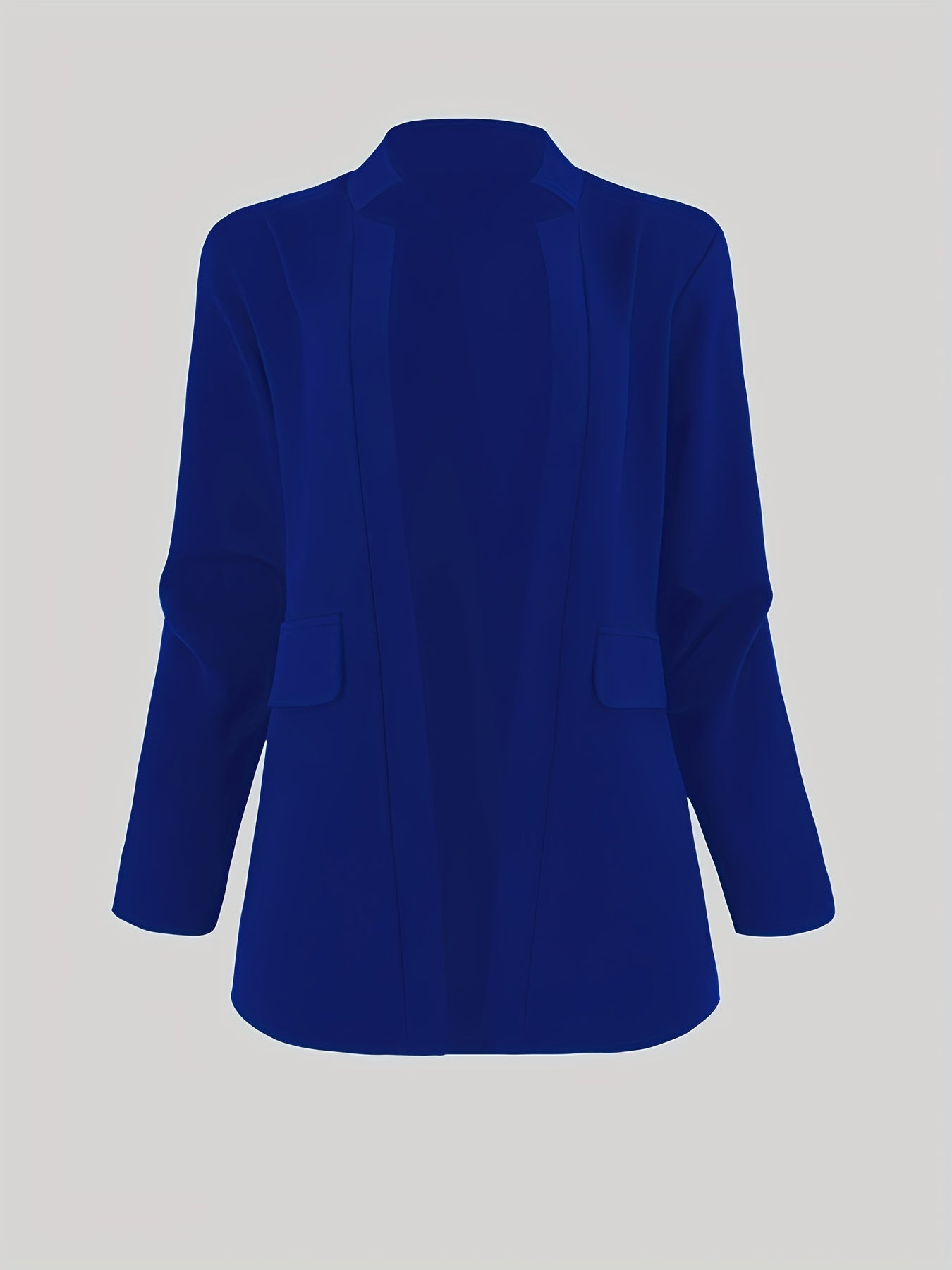 Solid Open Front Blazer, Casual Long Sleeve Blazer For Office,