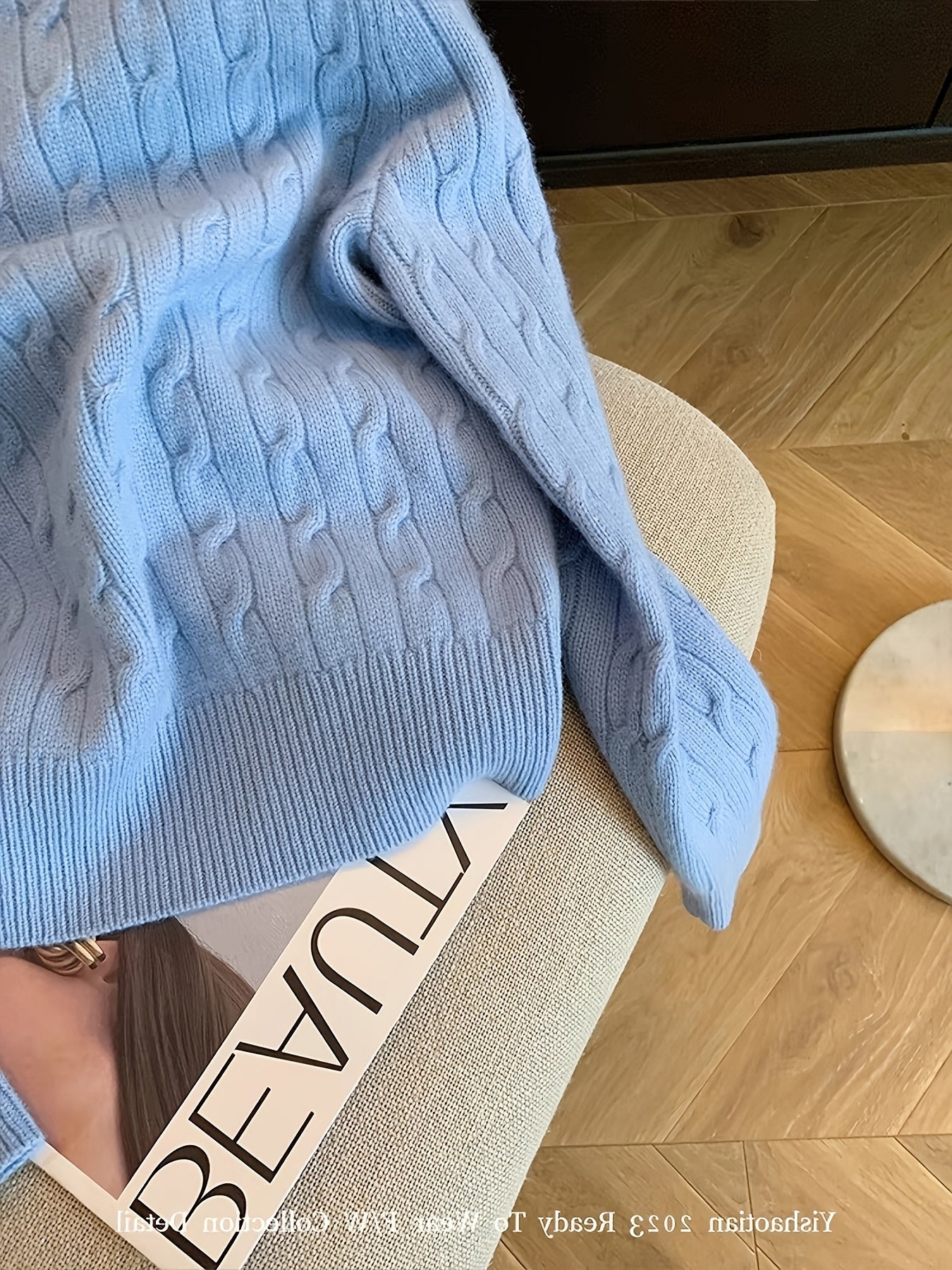 [Home Relaxation] Women's Elegant Cable Knit Sweater .
