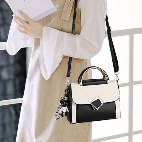 Trendy Colorblock Square Shoulder Bag,
