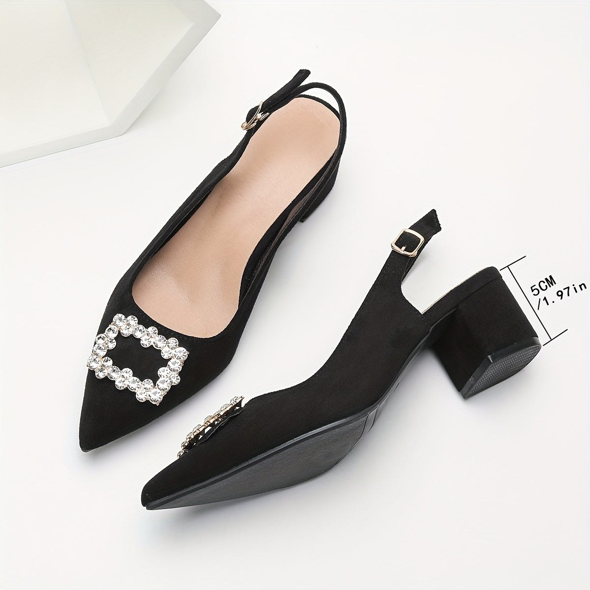 Glamorous Sparkling Rhinestone Buckle Heels -/MH