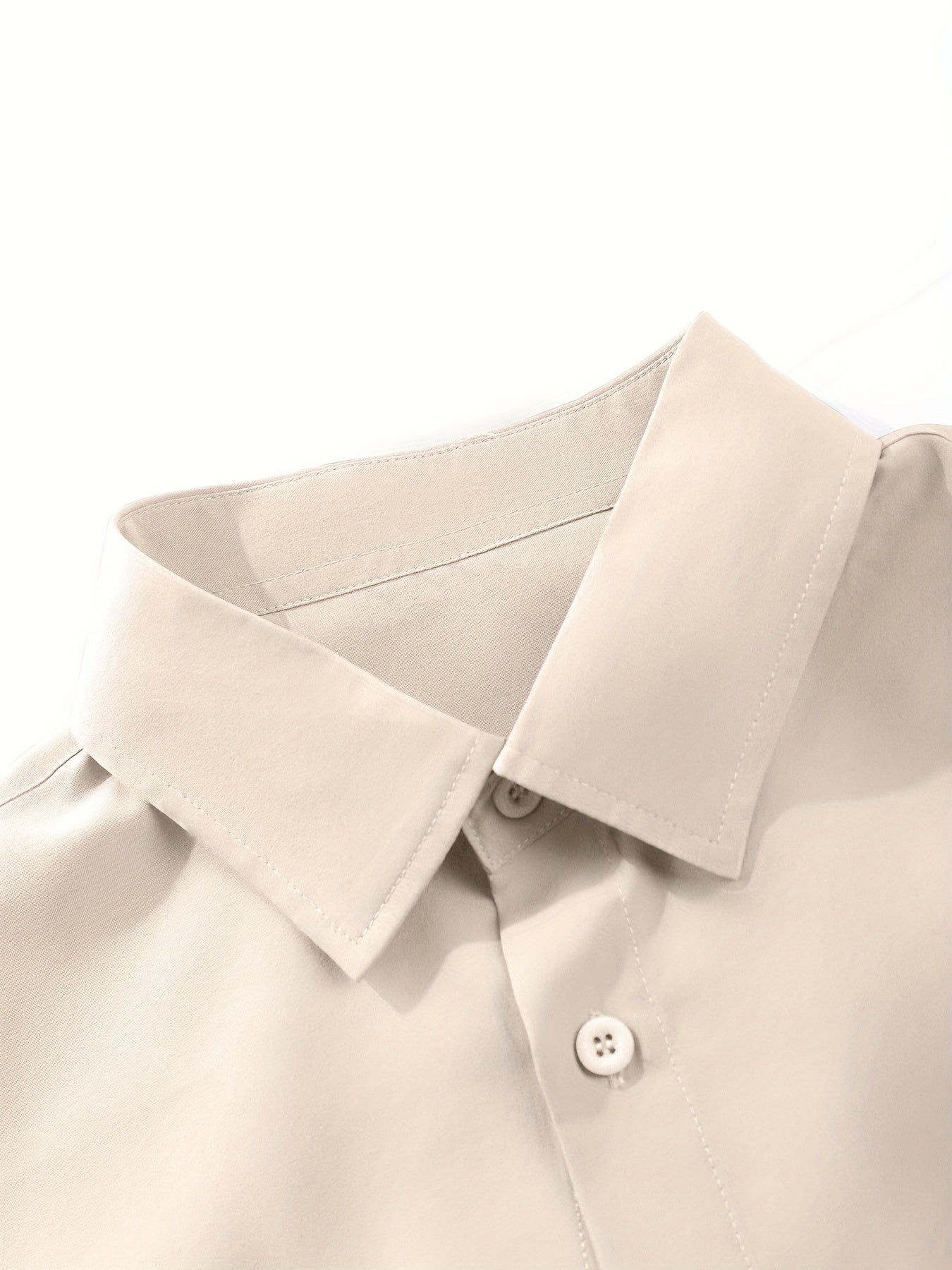 2pcs Plus Size Lapel Mens Solid Color Button Down Shirts, Top Blouse Shirts, Short Sleeve, Button Down Dress Shirts