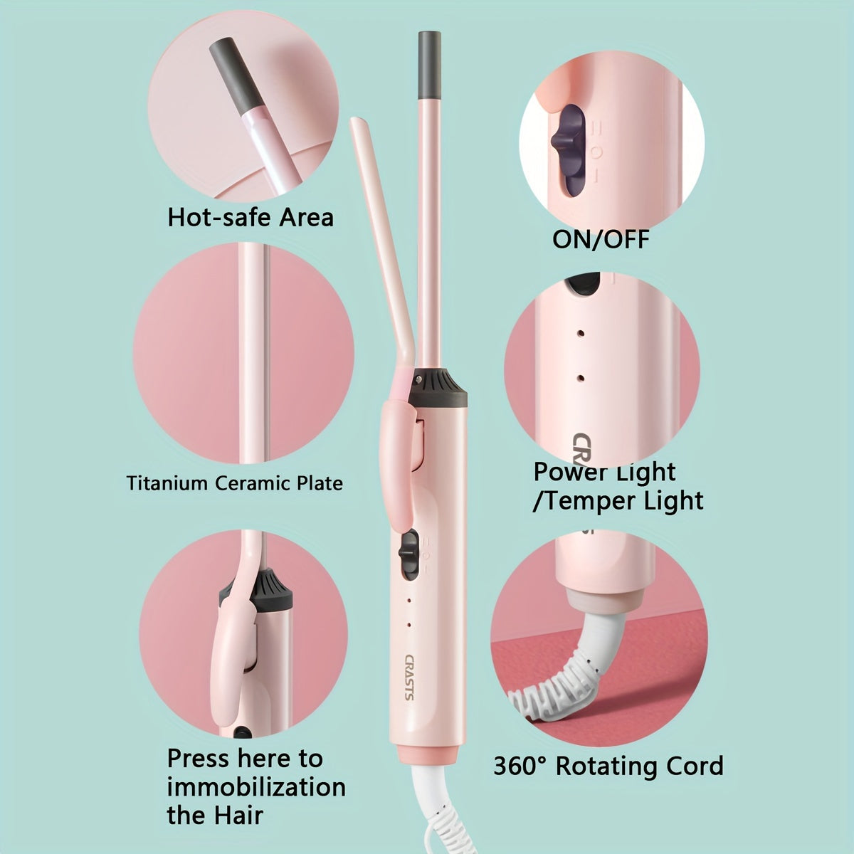 9/16/25mm Hair Curling Iron Ultra-fine Curling Wand Hair Curler Waver DIY Hair Styling Tools Holiday Gift For Women