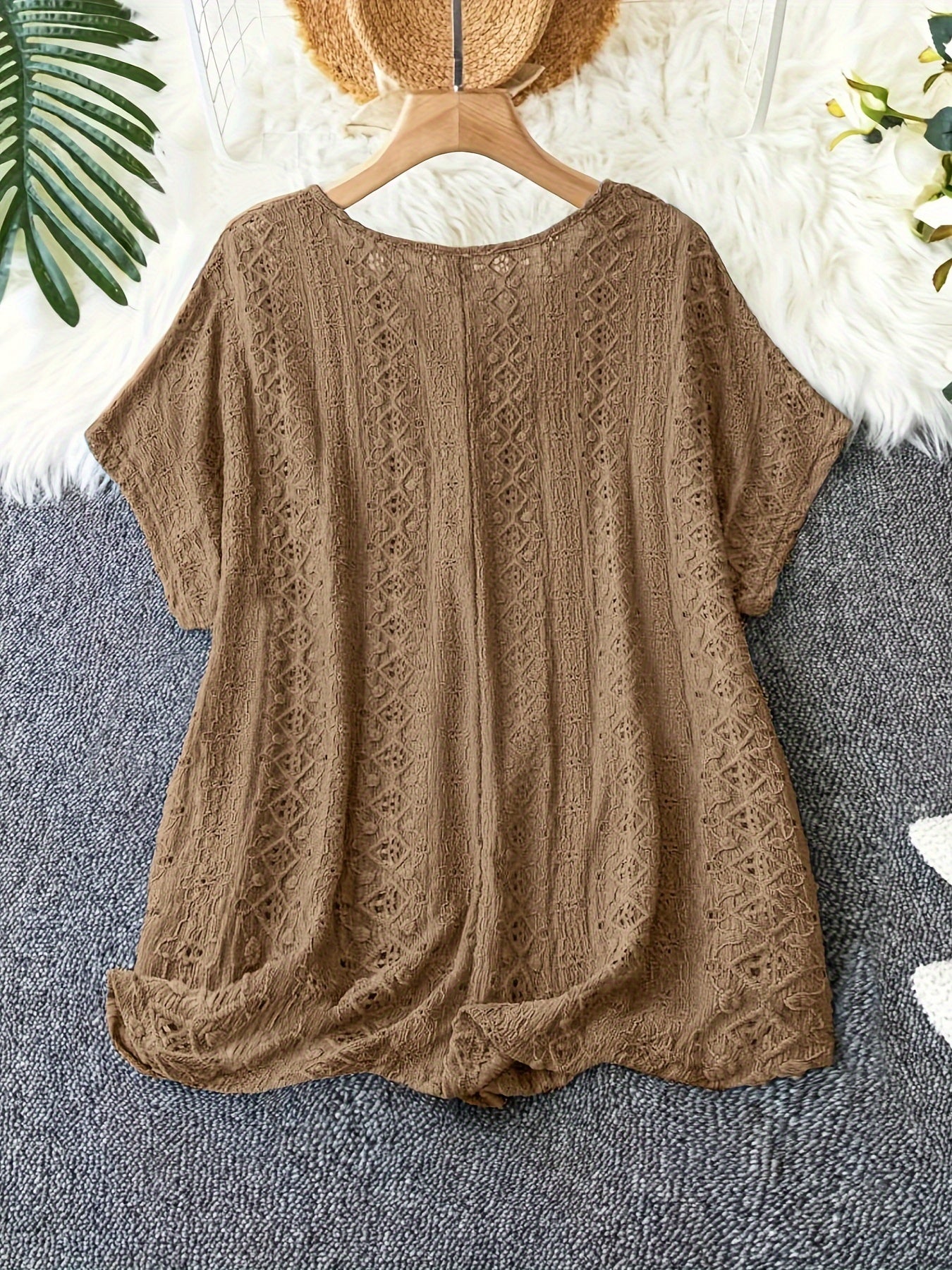 Plus Size - Women'S Elegant V-Neck Bat Sleeve T-Shirt - Slim Fit,