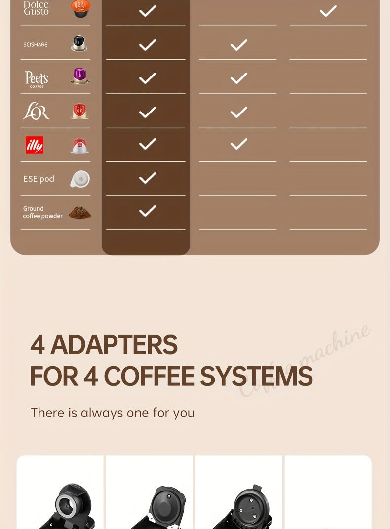 1pc Coffee Maker For Single Pods CAFELFFE 4 In 1 Coffee Machine Hot/Cold Dolce Gusto Milk Nespresso Capsule ESE Pod Ground Coffee Cafeteria 19Bar Teacher's Day Halloween Christmas Wedding Birthday Valentines Day Gift Coffee T