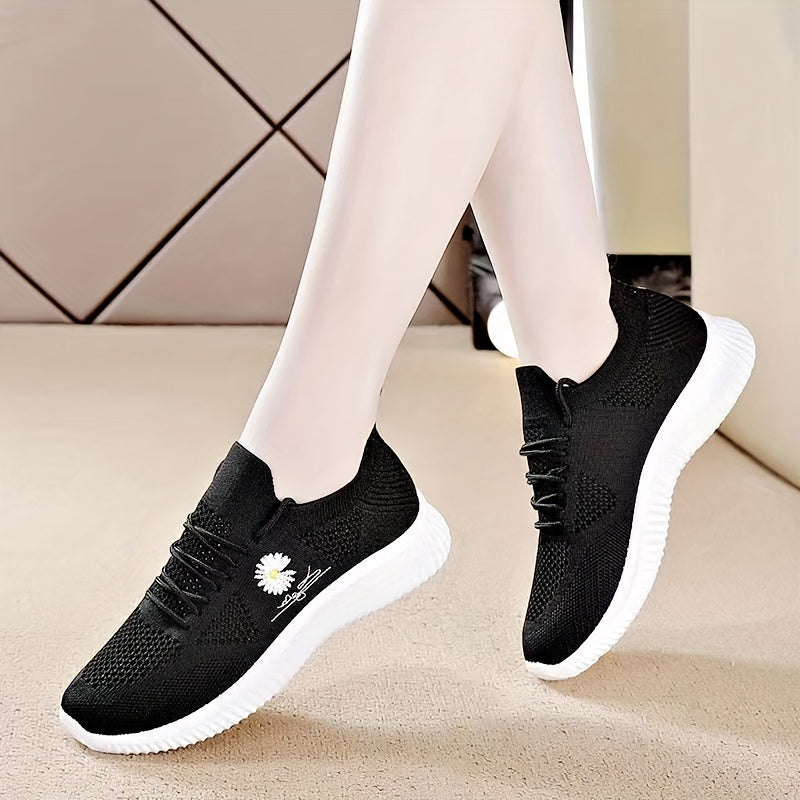 Women's Daisy Pattern Knitted Sneakers,