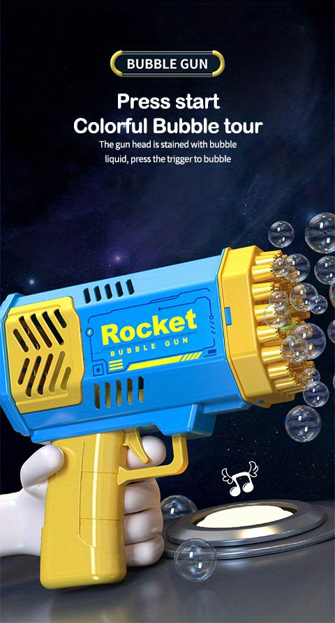 40-hole electric bubble Machine Handheld Gatling Automatic Bubble Gun Children's Portable Outdoor Party Toy LED Light Hair Dryer, As Halloween, Chrismas Gift ( without bubble liquid and battery)