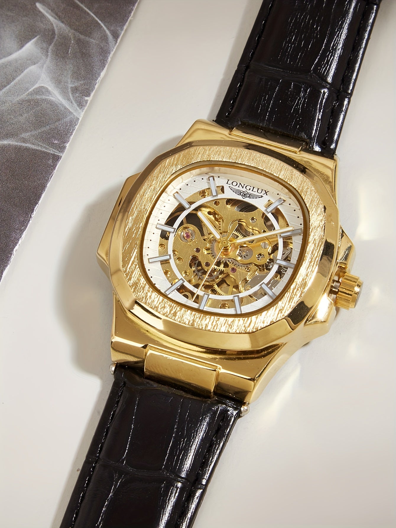 Men's Waterproof Mechanical Watch, Square Dial Business Mineral Glass Mirror Waterproof Wrist Watch, Christmas, Valentine's Day Gift