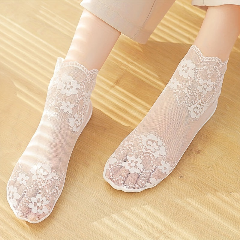 [Breathable Lace Socks] 5 Pairs Ultra-Thin Women’s/MH