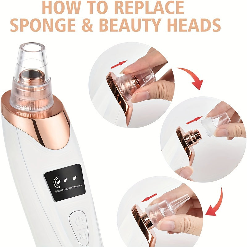 2025 New Facial Pore Vacuum Blackhead Remover, Facial Pore Cleaner - 3 Suction, 5 Probes, USB Rechargeable Facial Cleaning Kit - Adult Facial Electric Cleaning Tool, Birthday Gift, Mother'S Day