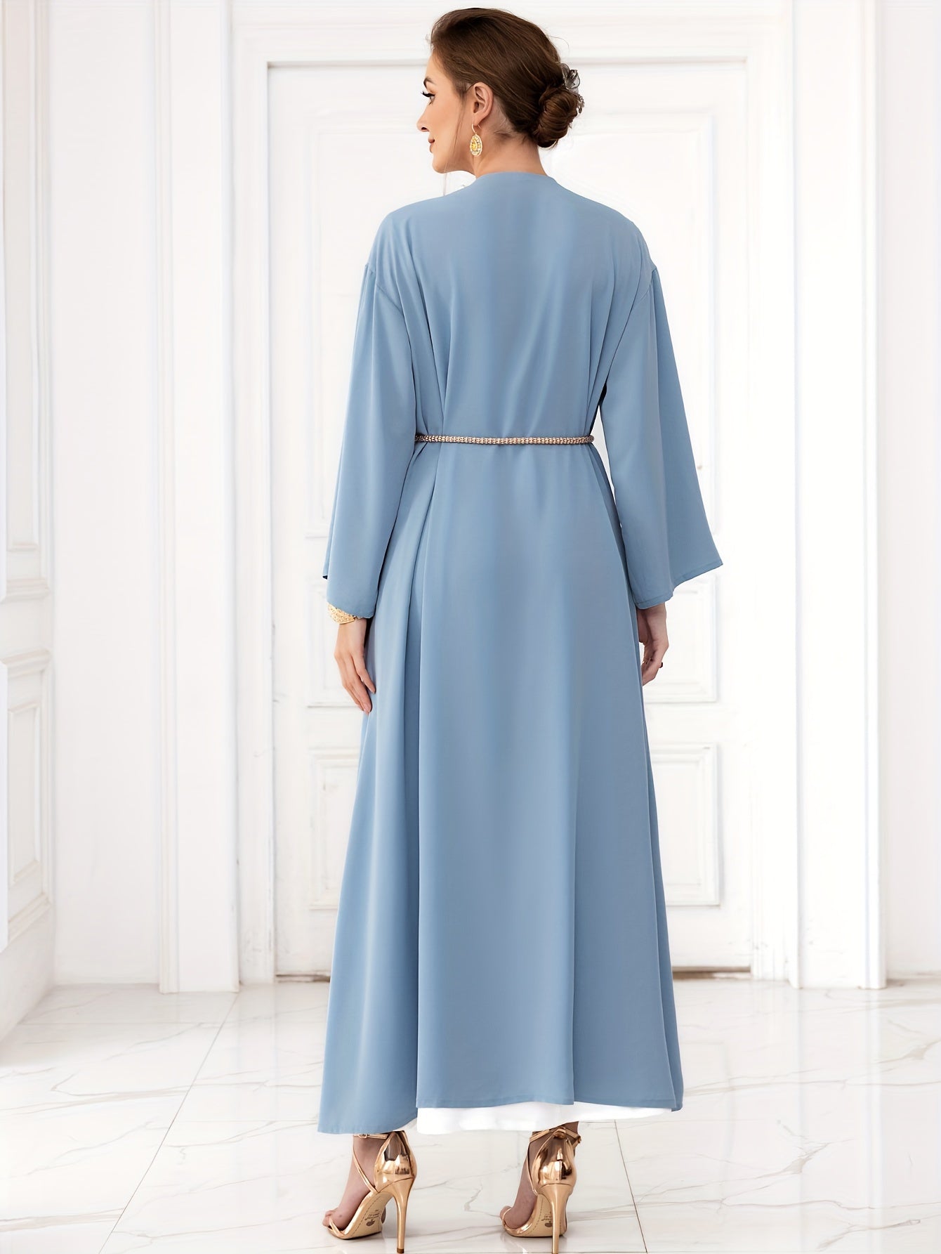 Open Front Long Sleeve Kaftan Dress,women fashion'/MH