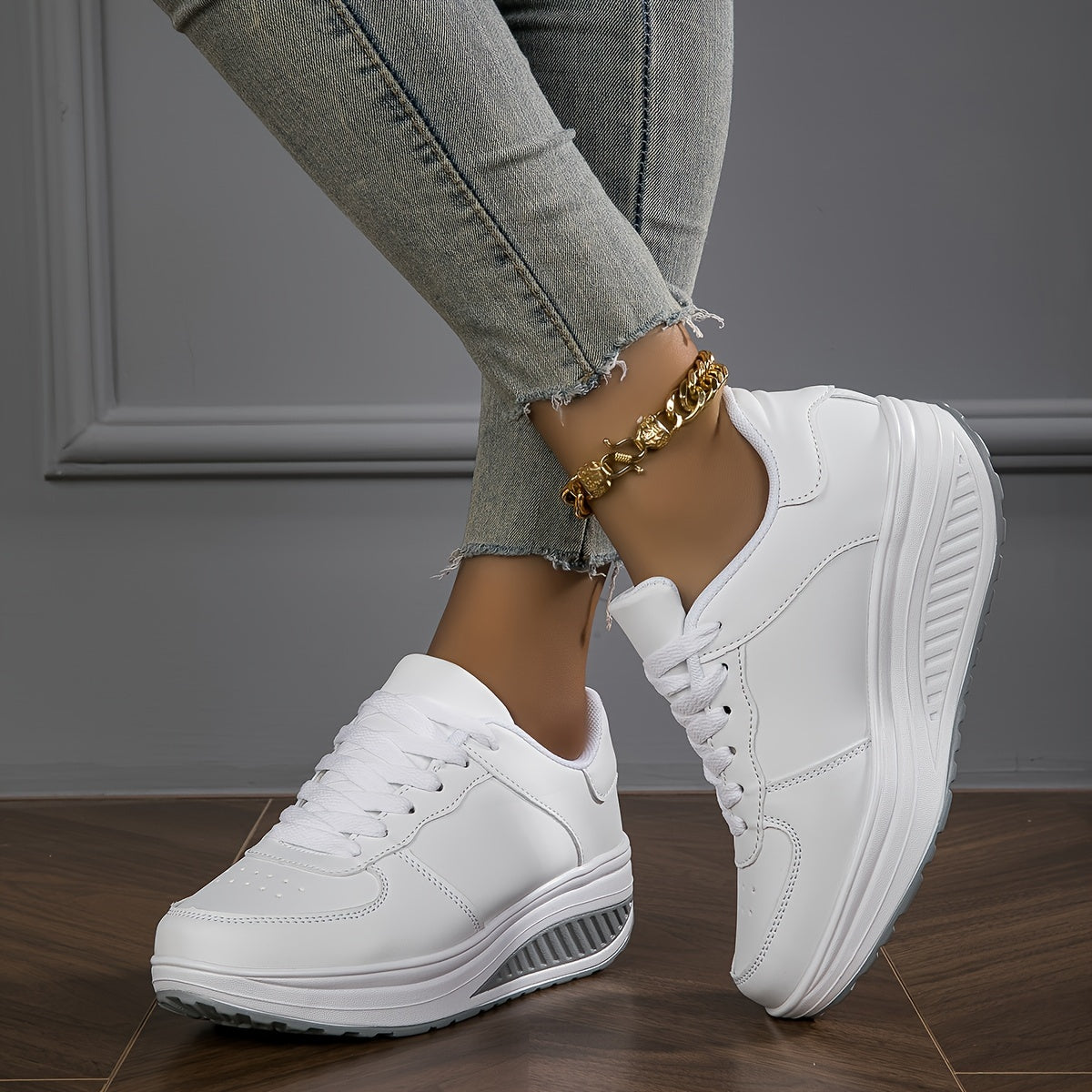 Women's Platform Sneakers, Casual Lace Up Outdoor Shoes, /MH