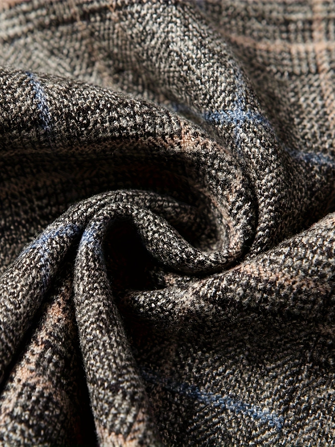 Men'S Checked Pattern Blazer with Pockets - Formal Two-Button Lapel,