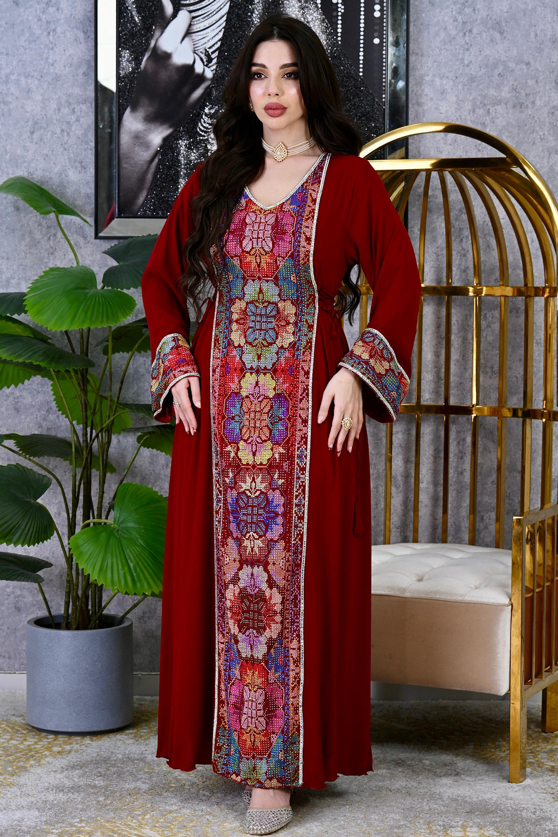 Royal Heritage Embroidered Kaftan | Dubai Occasion Dress for Weddings |4 Colors | Sizes F1-F2 | MH