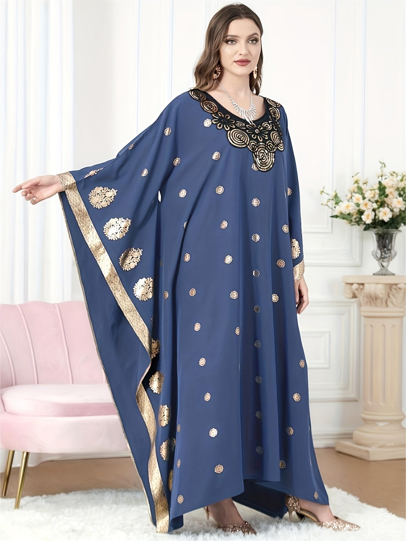 Middle Eastern Elegance Women's Floral Print Abaya./MH