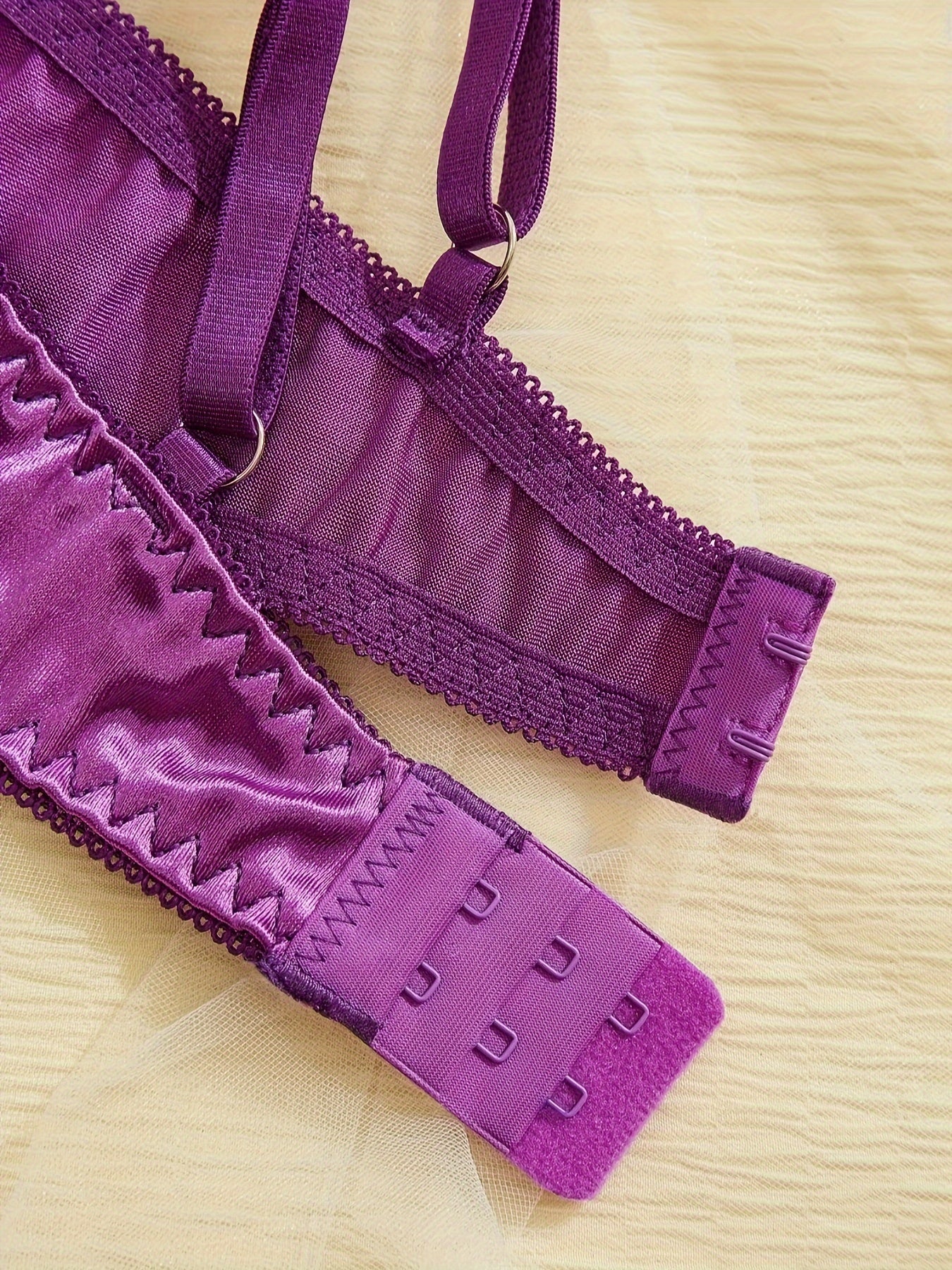 Sexy Floral Embroidery Semi Sheer Bra & Panty, /MH