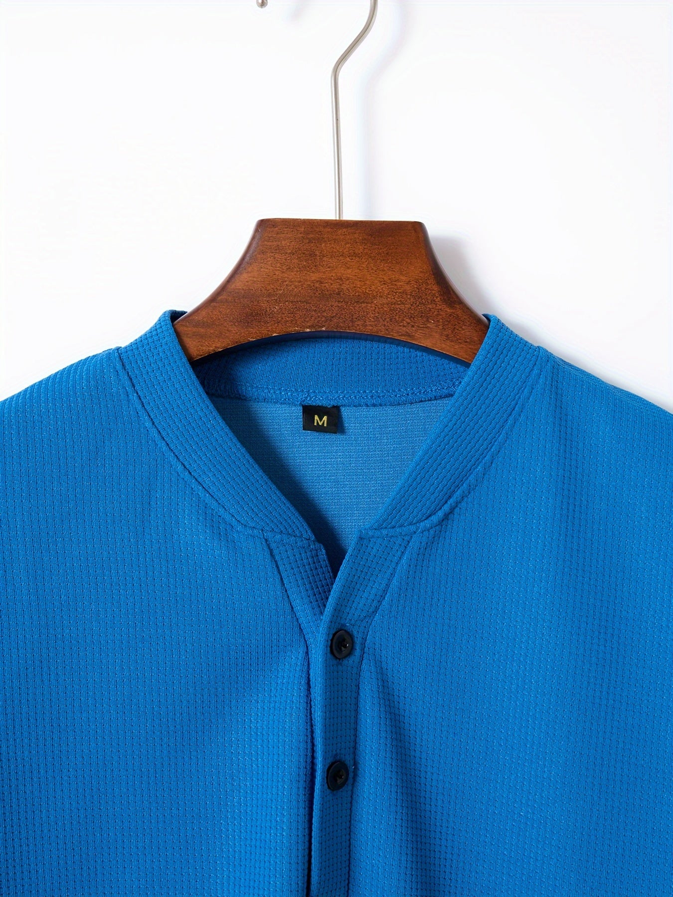 Men's Solid Waffle Stand Collar Short Sleeve Golf Shirts,