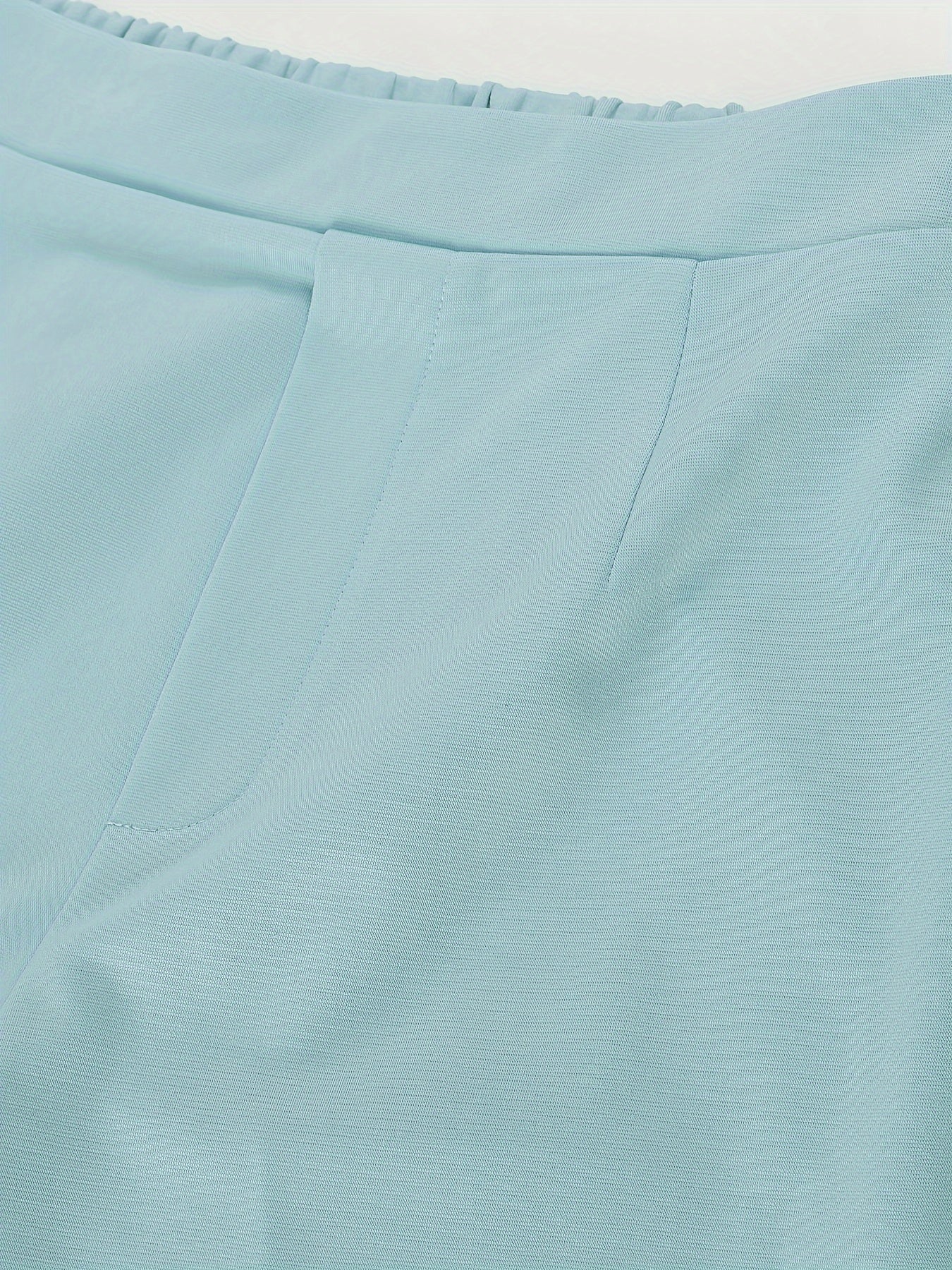 Elegant Solid Color Pants Suit, Double-breasted Long Sleeve.