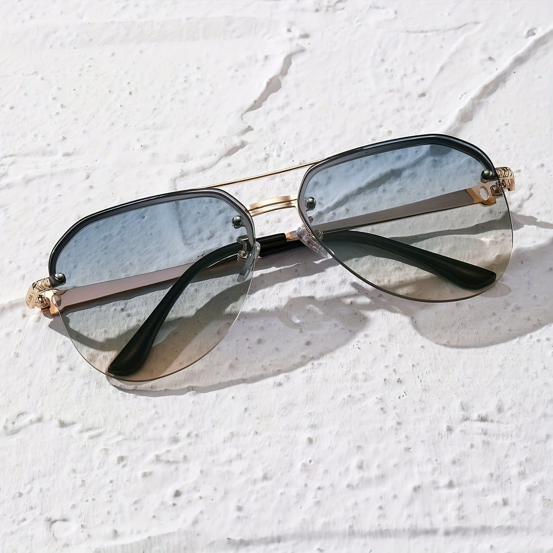Fashion Glasses For Women Men Gradient Rimless Metal Shades .