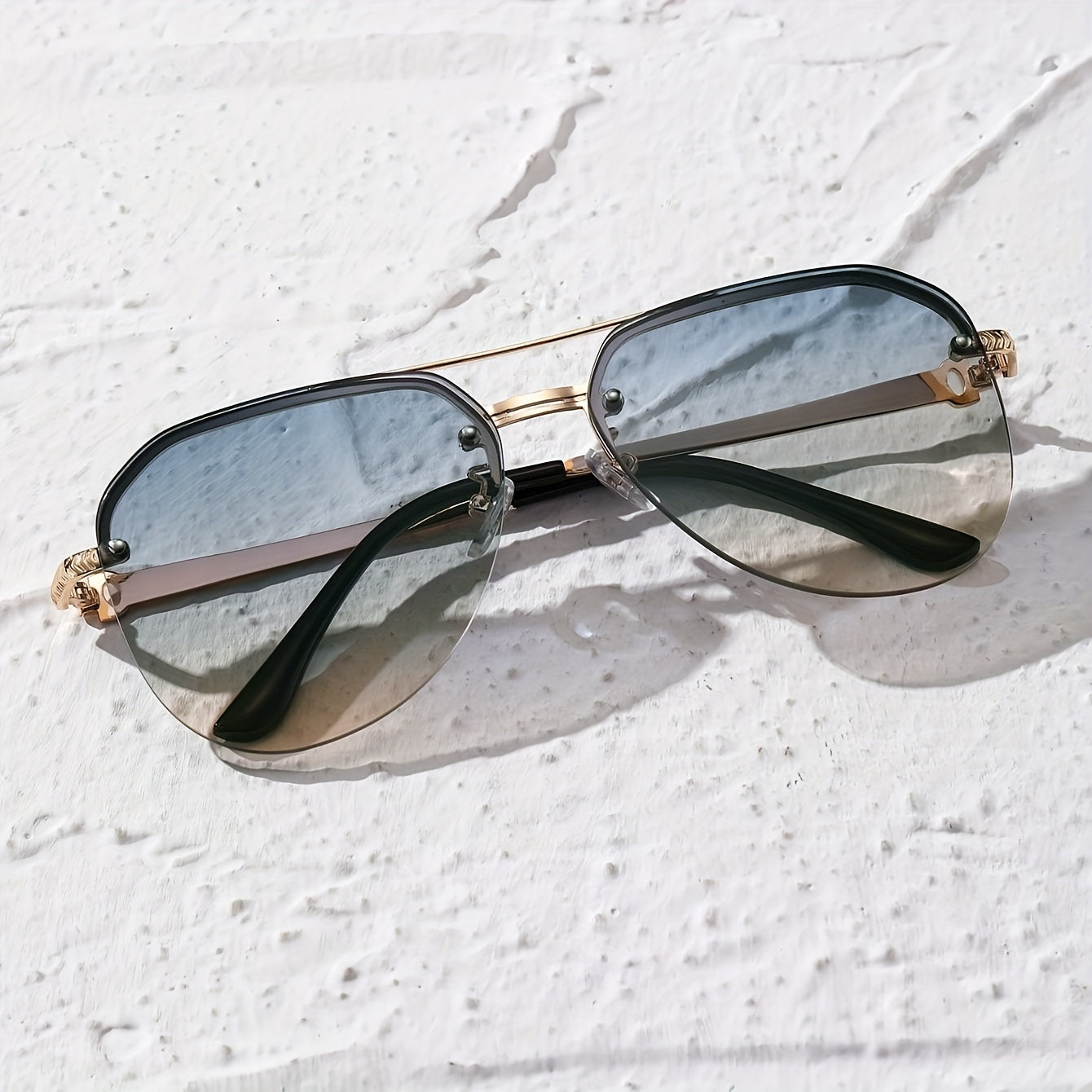 Fashion Glasses For Women Men Gradient Rimless Metal Shades .