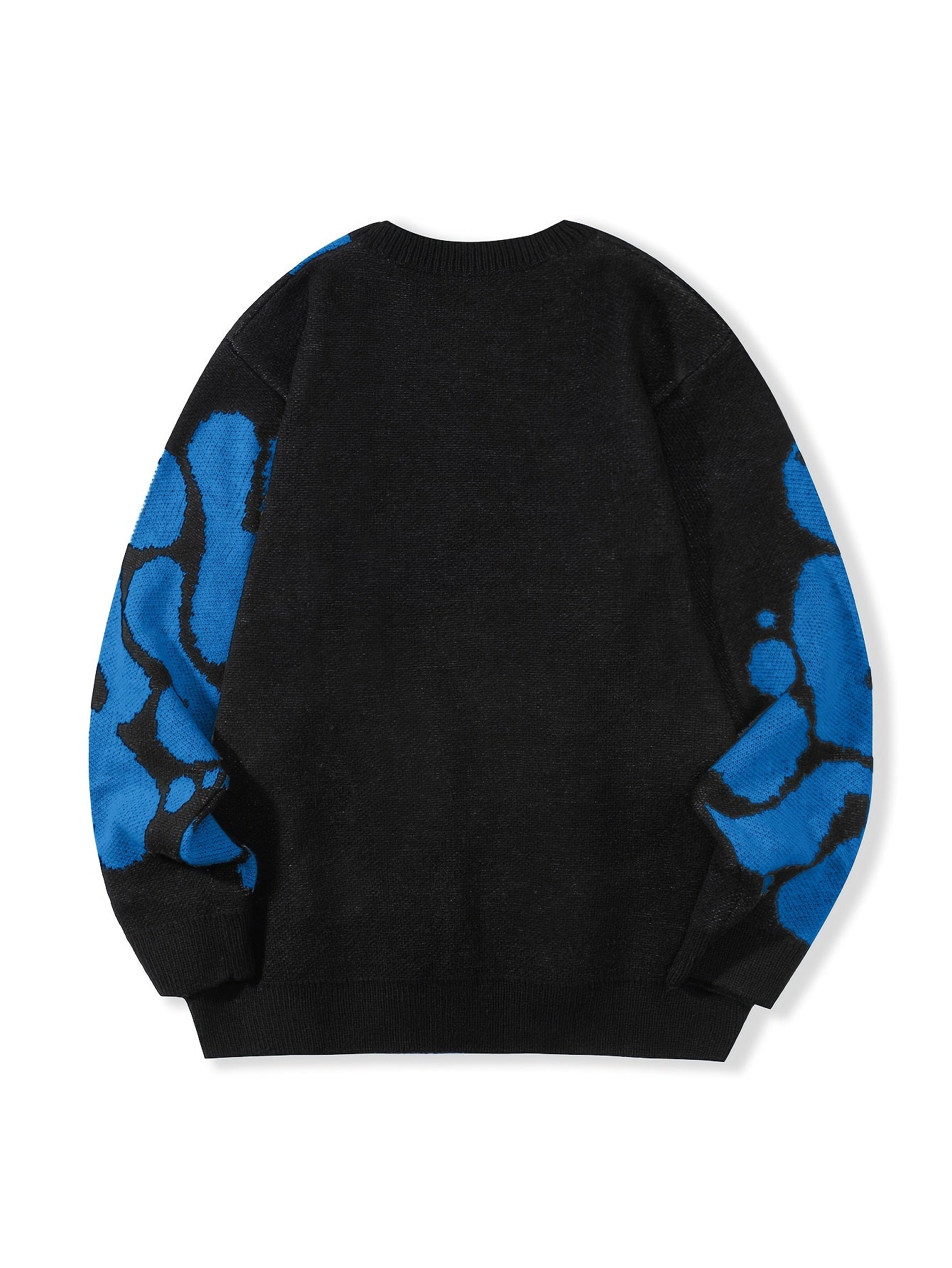 Trendy Pattern Knitted Sweater, Men's Casual Warm Slightly Stretch.