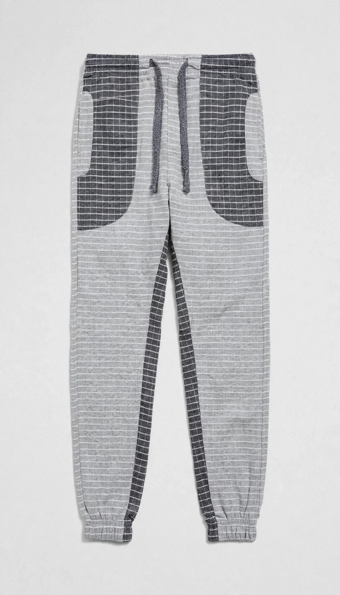 Men’s Textured Grid Panel Joggers – Slim Fit Checkered Sweatpants | 3 Colors | Sizes- S-XL | MH