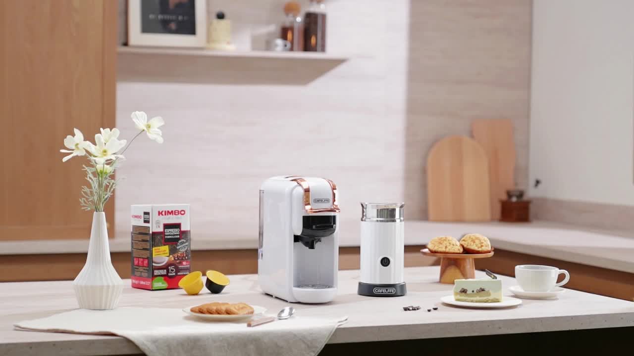 1pc Coffee Maker For Single Pods CAFELFFE 4 In 1 Coffee Machine Hot/Cold Dolce Gusto Milk Nespresso Capsule ESE Pod Ground Coffee Cafeteria 19Bar Teacher's Day Halloween Christmas Wedding Birthday Valentines Day Gift Coffee T