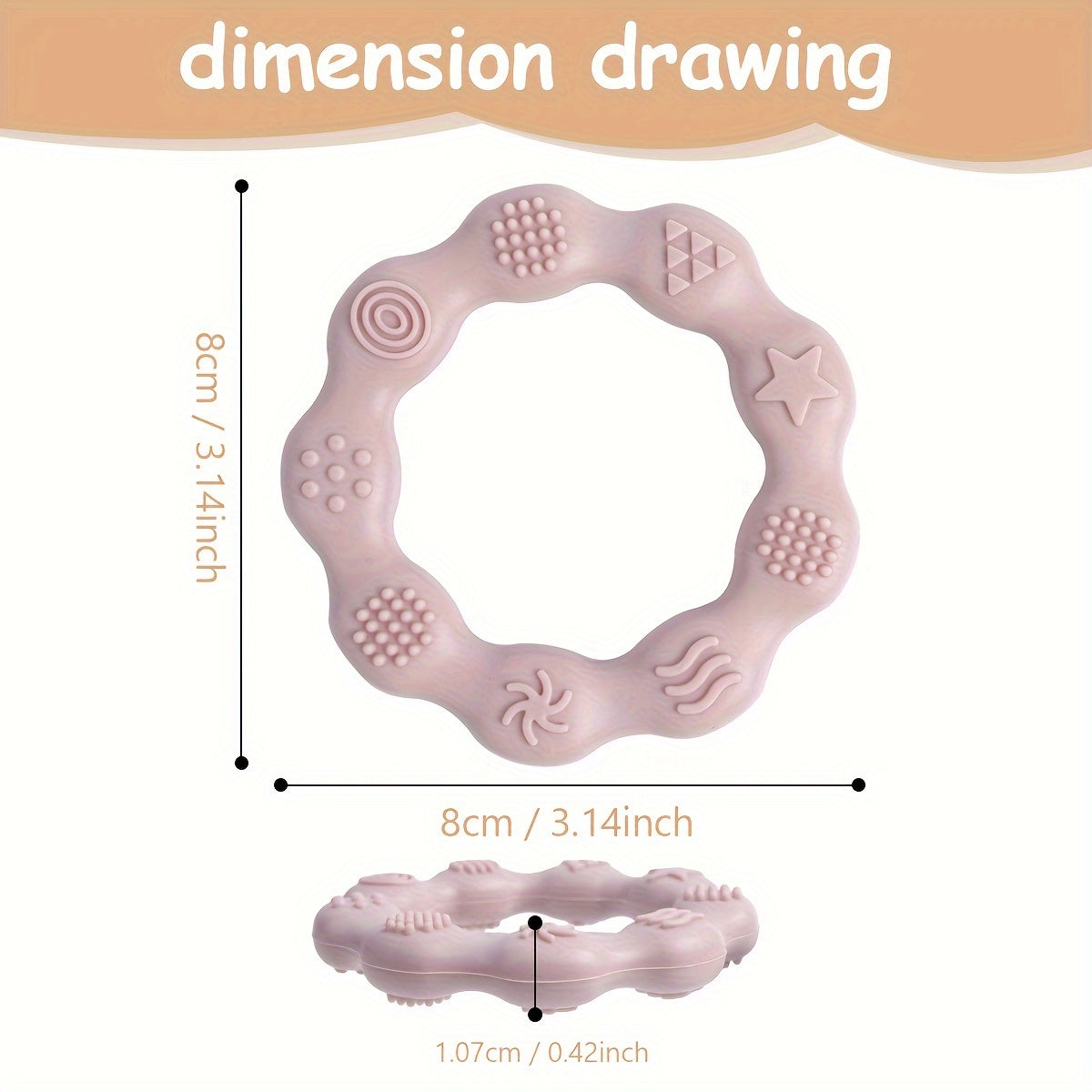 Silicone Teether, BPA Free, Lightweight, Soft And Textured Teething Ring, Christmas Halloween Thanksgiving Easter Gift