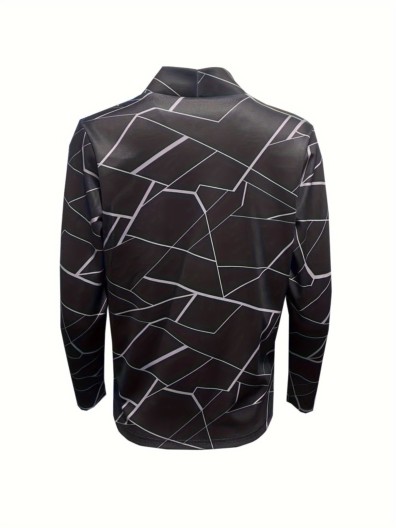 Geo Print Open Front Blazer, Casual Long Sleeve Outwear,