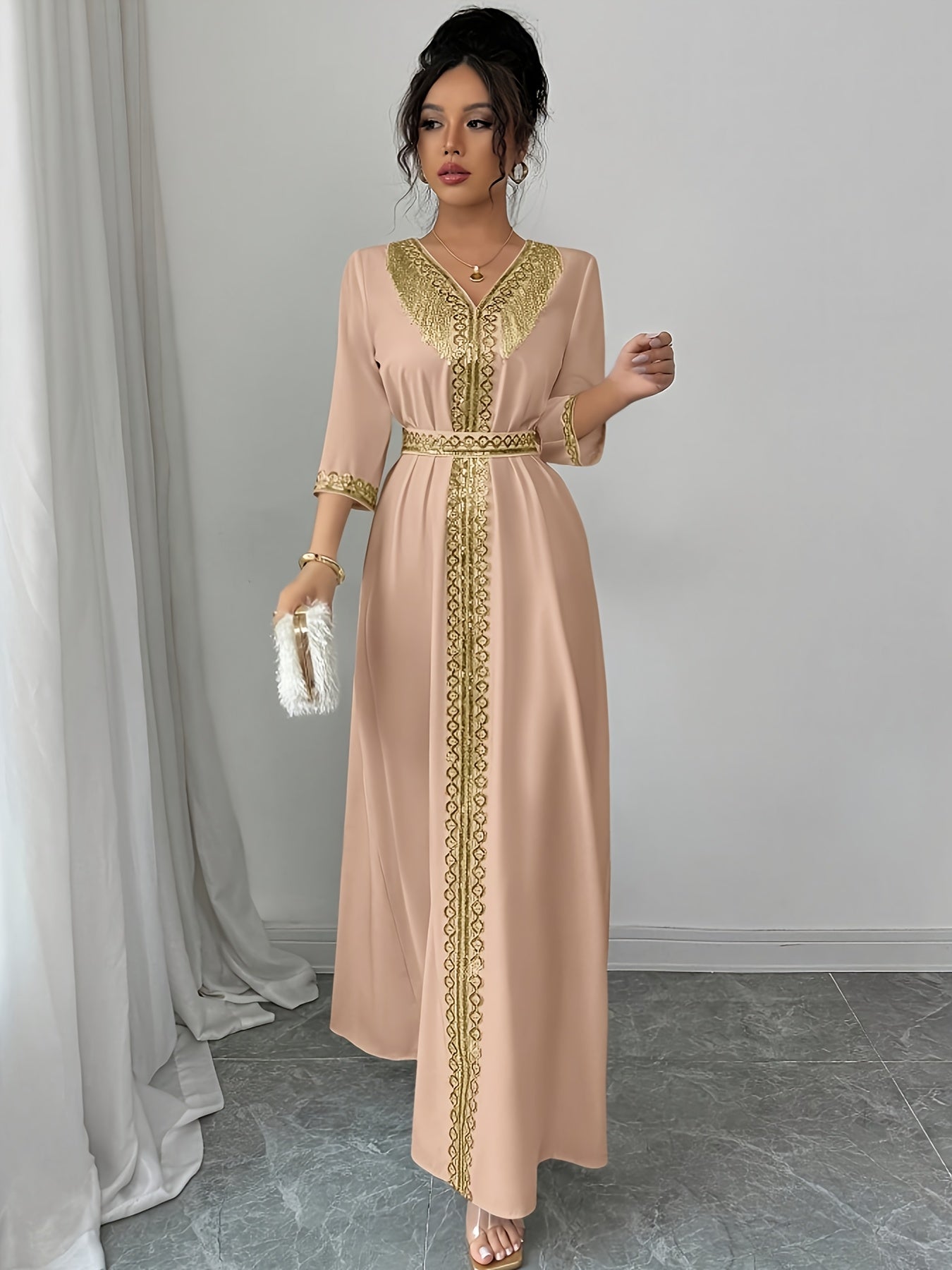 Yuhongfei Directional YY0309072 Mid-Sleeve Maxi Dress