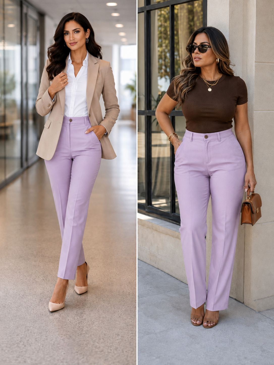 Women’s High Waist Straight Leg Colored Trousers | Office Smart Casual Pants | Size 26”–36” | UAE