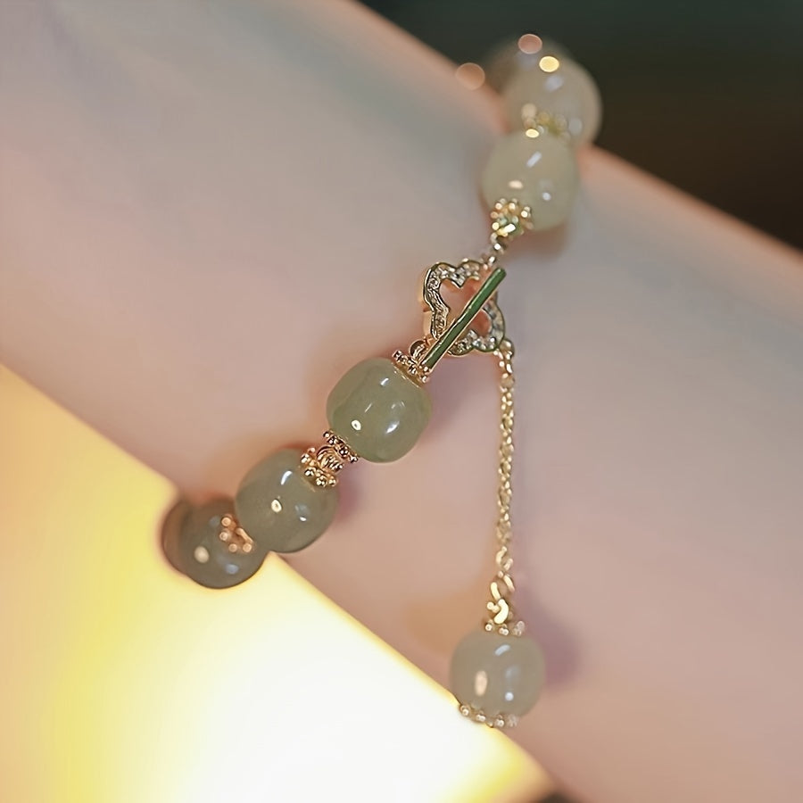Lover special gift, glass jade bead bracelet elegant jewelry gift couple, Father's Day Gift
