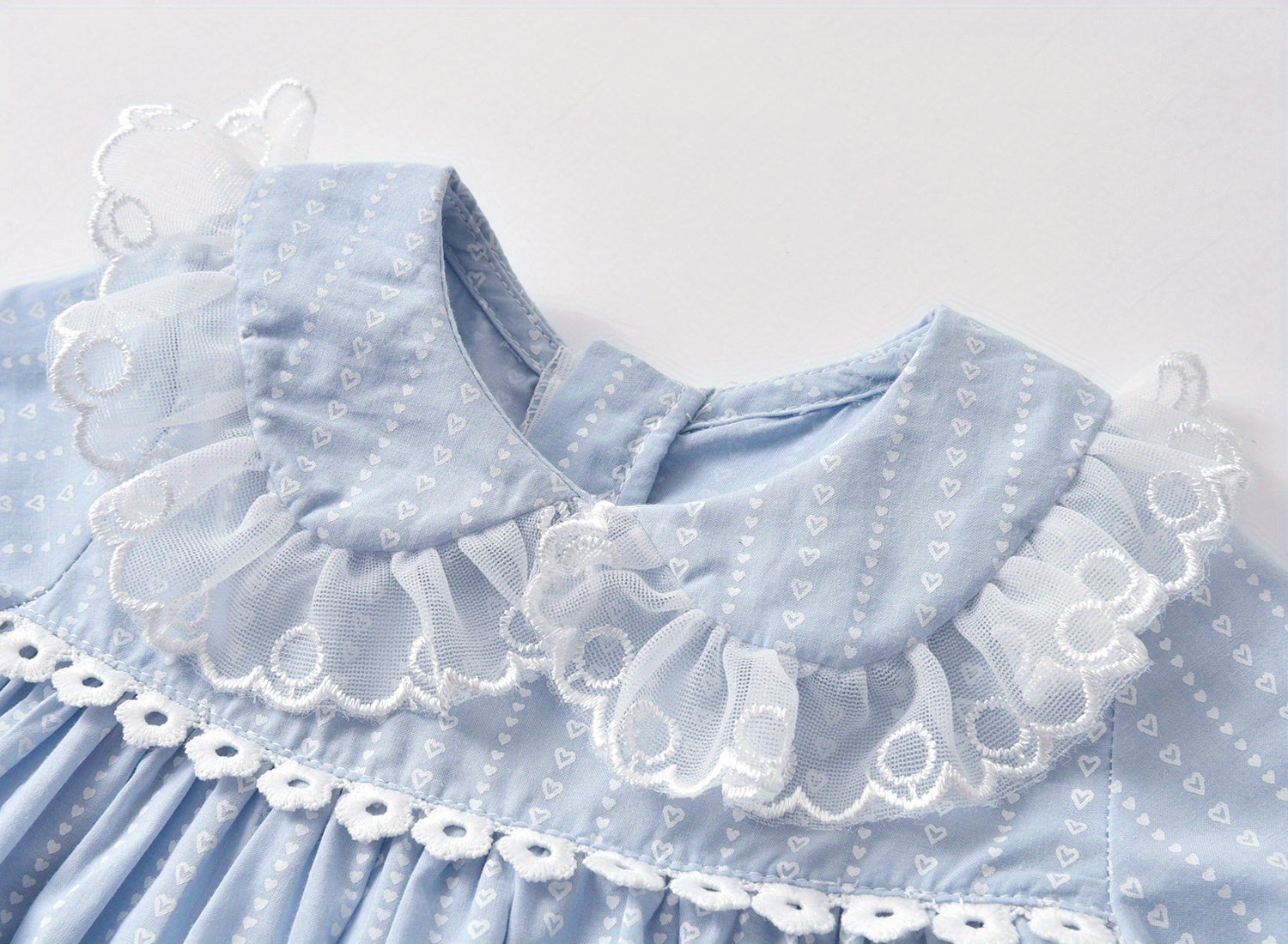 Adorable Baby Girl Spring/Fall Outfit - Long Sleeve Lace Trim Puff Princess Dress Top & Pants Set