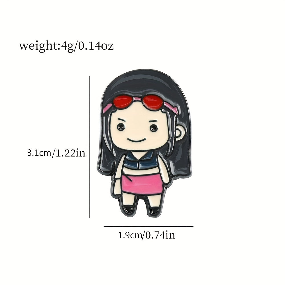 1pc Creative Cartoon Figure DIY Metal Pin Badge for Clothes, Backpack, Hat - Perfect Holiday Party Gift for Teens