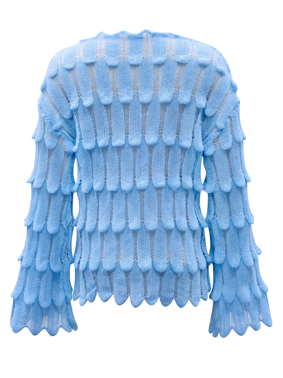 Solid Hue Cut-Out Knitted Pullover - Chic Flared Sleeve Sweater for Women - Fashionable Winter Wear with Eye-Catching Detail