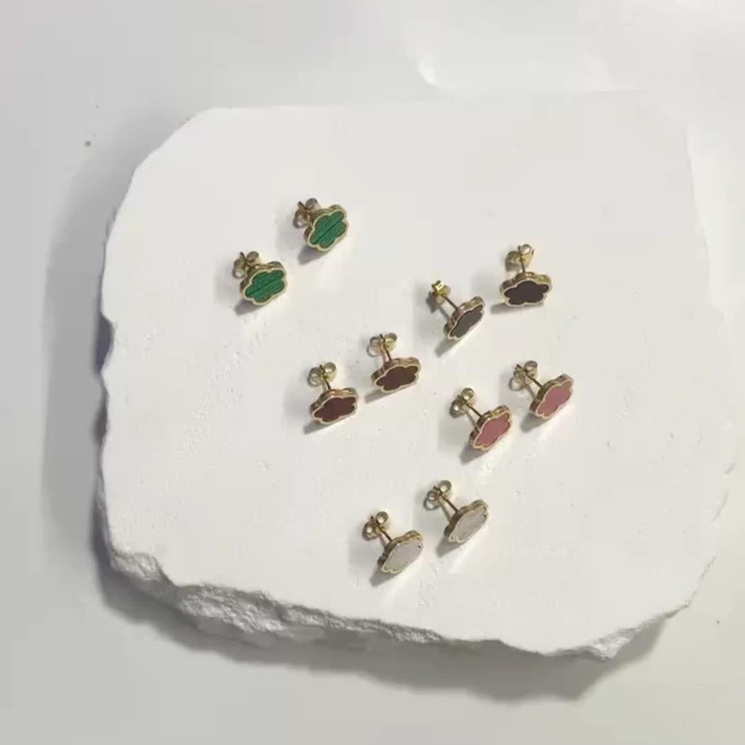 Simple Lucky Flower Design Stud Earrings Stainless Steel Jewelry Elegant Leisure Style Suitable For Women Daily Wear