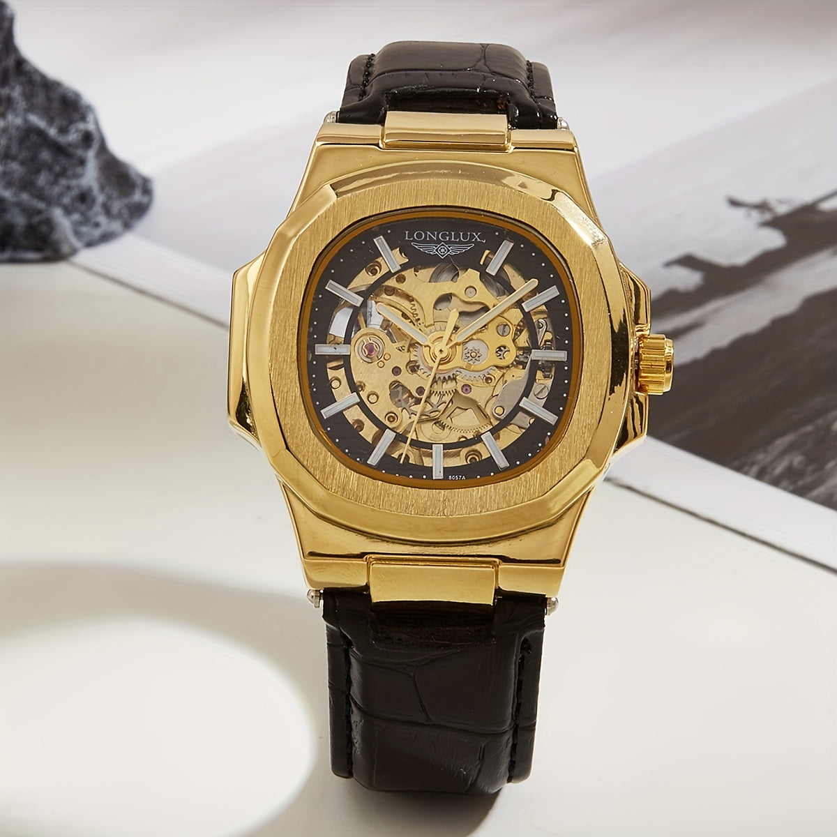 Men's Waterproof Mechanical Watch, Square Dial Business Mineral Glass Mirror Waterproof Wrist Watch, Christmas, Valentine's Day Gift