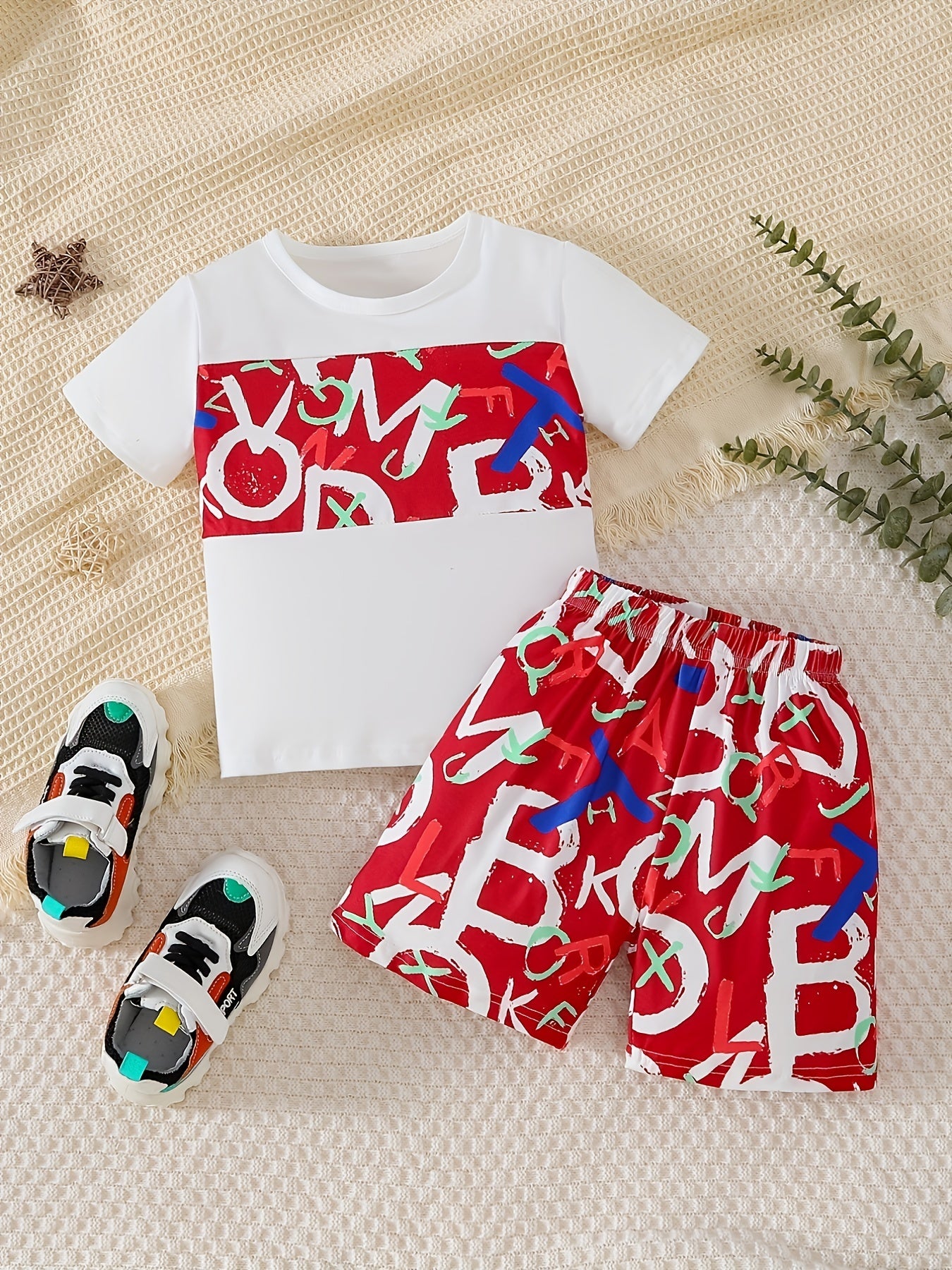 Boys Dinosaur Casual Outfit Round Neck T-shirt.