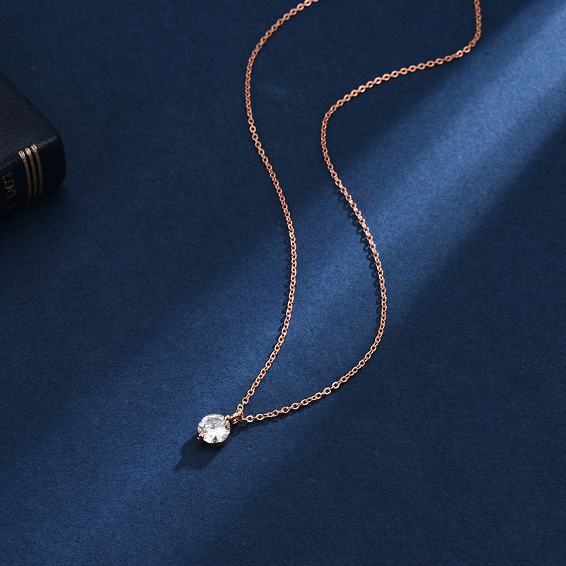 Round Shape Zircon Necklace Female 14K Plated Clavicle Chain Neck Chain Jewelry Gift